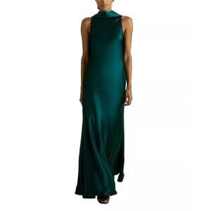 Reiss Emerald Satin Midi Dress